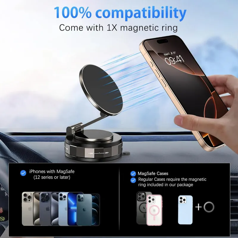 Zemkarma Car Phone Holder, 2400gf Strong Magnetic Force, 360° , Custom Orange Car Mount Black-2