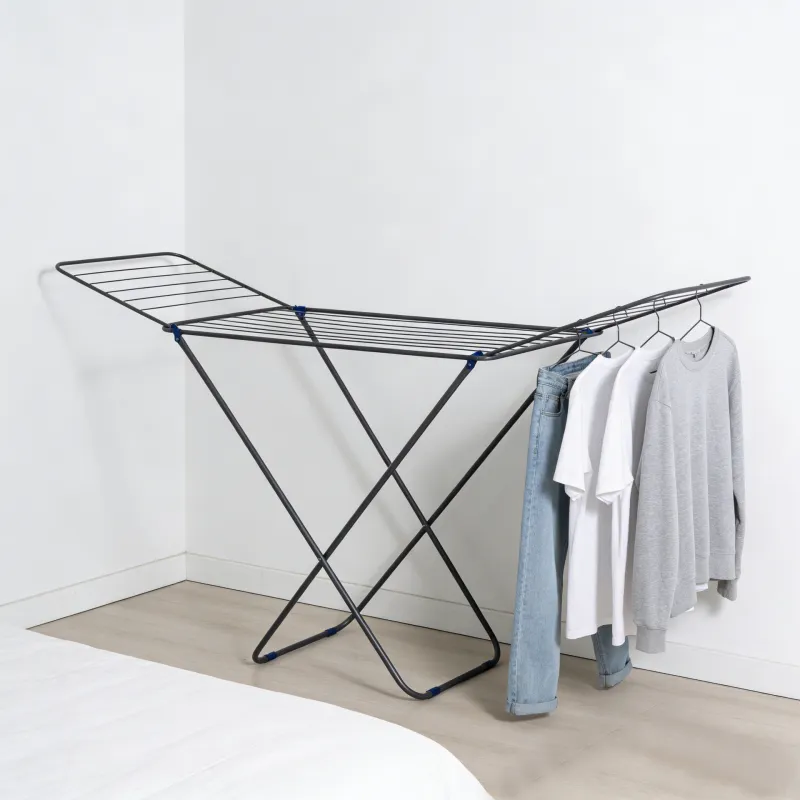Foldable Cloth Drying Stand for Drying Clothes, 3-Way Folding with 20 Drying Rails, Lightweight Alloy Steel, Flat Folding Design | Indoor & Outdoor Clothes Dryer Gray-3