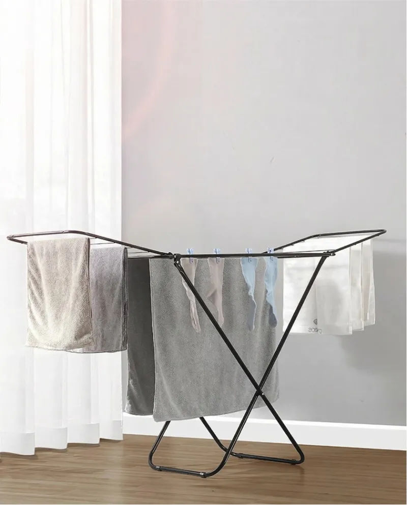 Foldable Cloth Drying Stand for Drying Clothes, 3-Way Folding with 20 Drying Rails, Lightweight Alloy Steel, Flat Folding Design | Indoor & Outdoor Clothes Dryer Gray-1