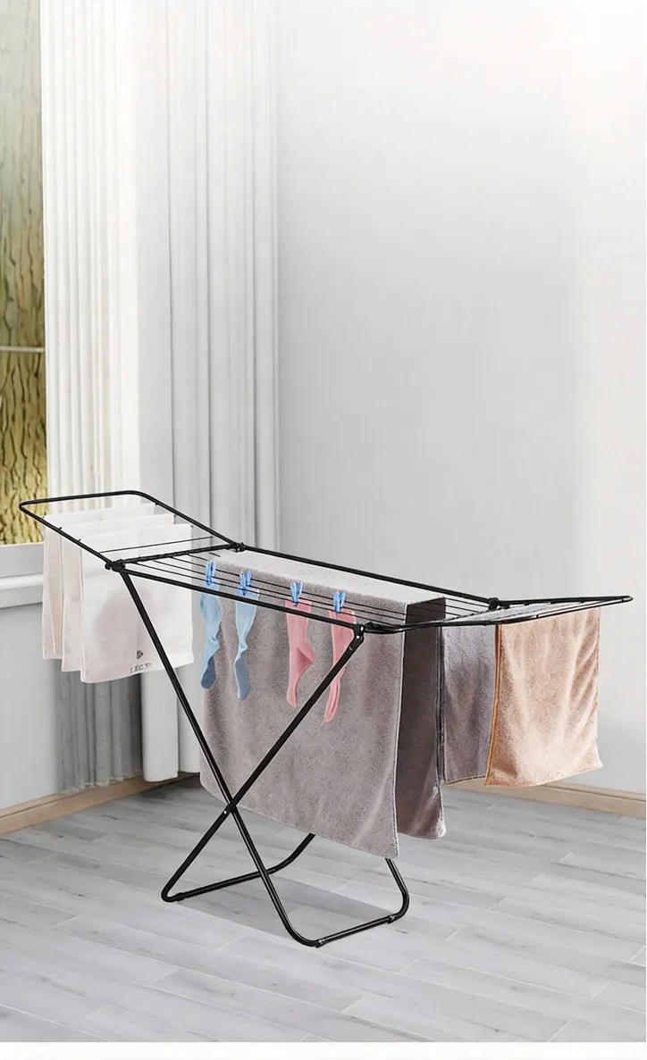 Foldable Cloth Drying Stand for Drying Clothes, 3-Way Folding with 20 Drying Rails, Lightweight Alloy Steel, Flat Folding Design | Indoor & Outdoor Clothes Dryer Gray-2