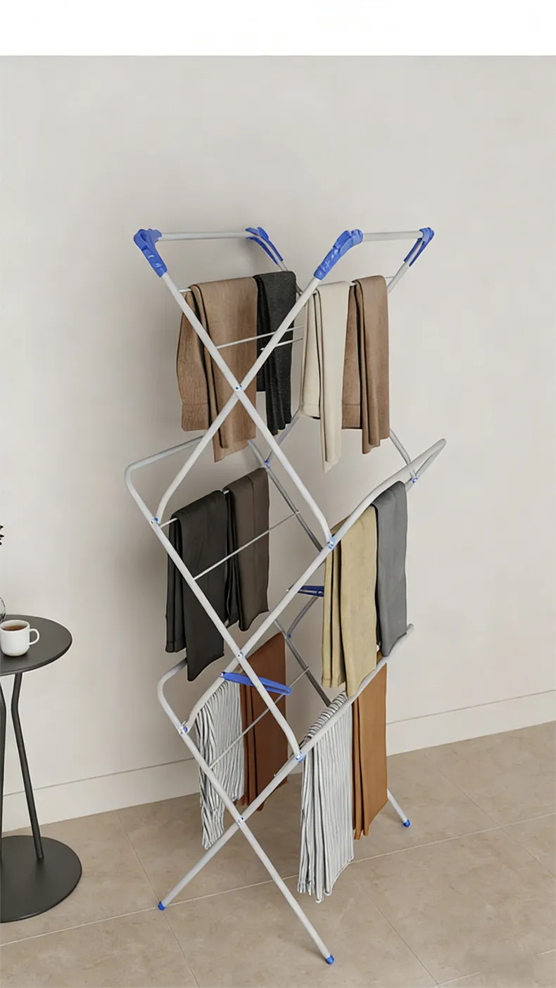 Folding Clothes Rack Sturdy Modern Drying Stand for Courtyard Bathroom Patio | Home & Garden Gray-2