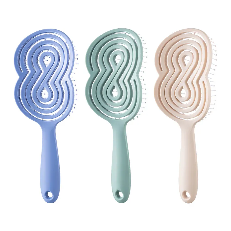 Hollow Smooth Hair Comb for Women, Ribbed Volumizing Styling Massage Comb, Women's Air Cushion Elastic Hollow Comb Green-3