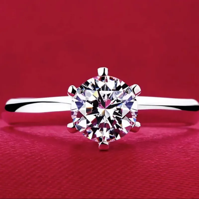 Hot-Selling Moissanite Ring for Women in Japan and Korea, T-Classics Six-Prong 1-Carat Adjustable Ring Silver-2