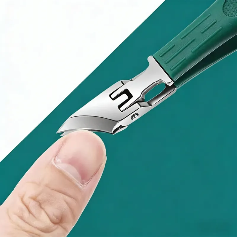 Large Open Ultra-Sharp Slanted Nail Clipper, High-End German Imported Original Splash-Proof Cuticle Nipper Green-4