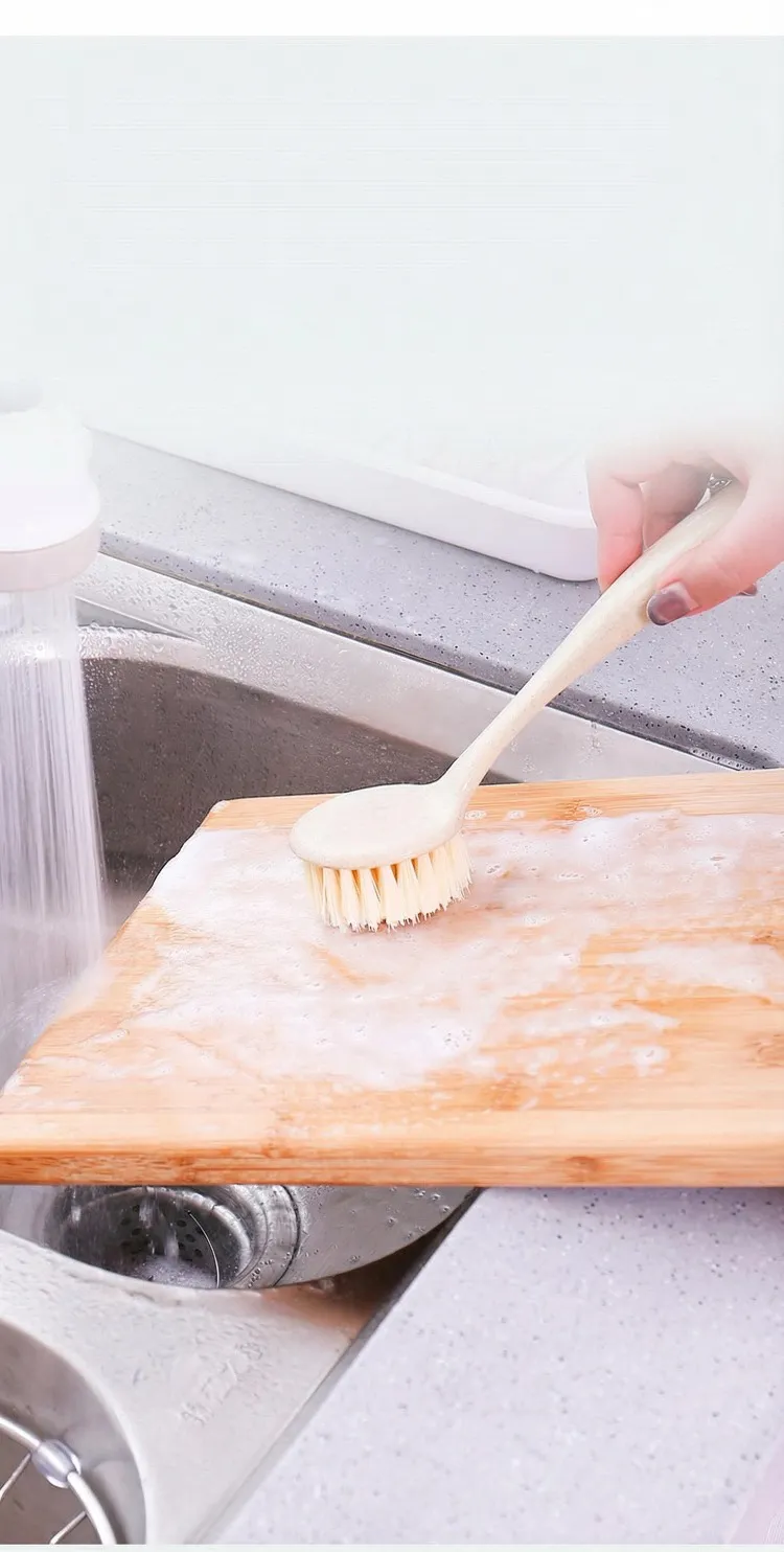 Long-handled pot brush for household kitchen sinks and stovetops, multi-functional cleaning brush for removing stains. White-1