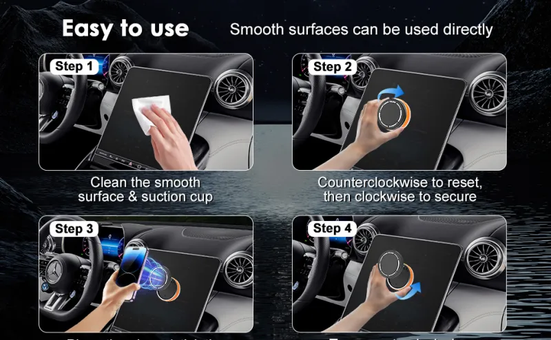 Magnetic Car Phone Mount, Strong Vacuum Suction & 360° Adjustable Holder Orange-4