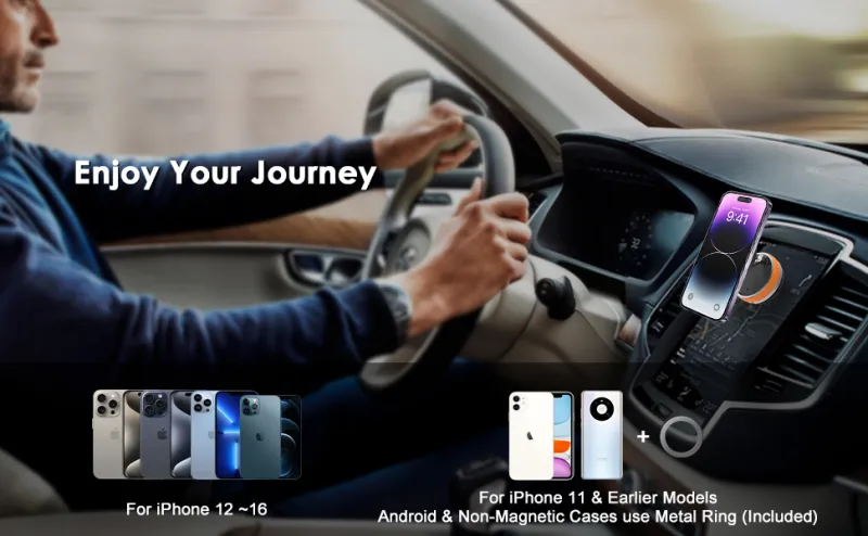 Magnetic Car Phone Mount, Strong Vacuum Suction & 360° Adjustable Holder Orange-5