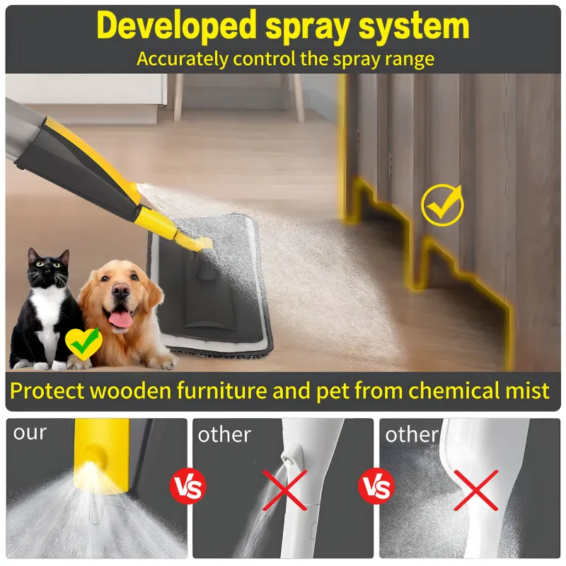 Mops for Floor Cleaning, Spray Mop with 400ml Refillable Bottle and Replacement Pad, for Hardwood, Laminate, Tile, Ceramic Black-3