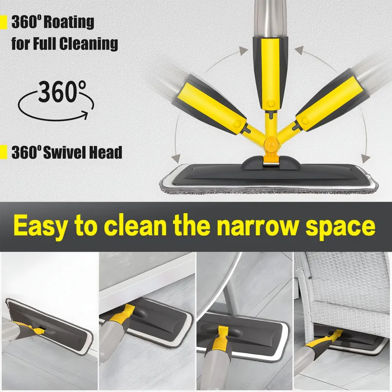 Mops for Floor Cleaning, Spray Mop with 400ml Refillable Bottle and Replacement Pad, for Hardwood, Laminate, Tile, Ceramic Black-4