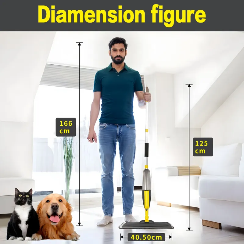 Mops for Floor Cleaning, Spray Mop with 400ml Refillable Bottle and Replacement Pad, for Hardwood, Laminate, Tile, Ceramic Black-6