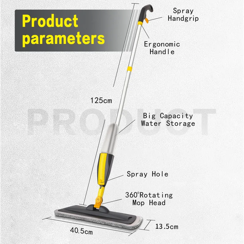 Mops for Floor Cleaning, Spray Mop with 400ml Refillable Bottle and Replacement Pad, for Hardwood, Laminate, Tile, Ceramic Black-9