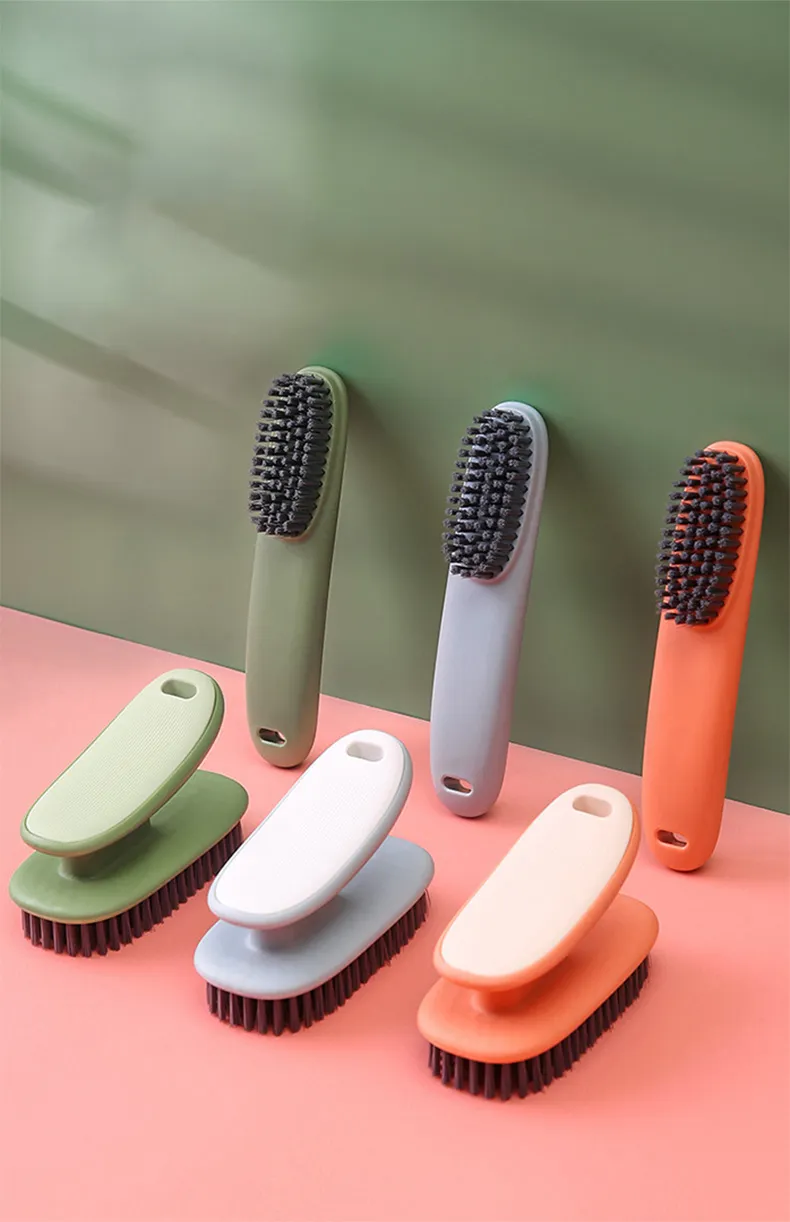 Multi-functional Household Cleaning Brush, Lint-Free Laundry Brush, Soft Bristle Shoe Brush Green-2