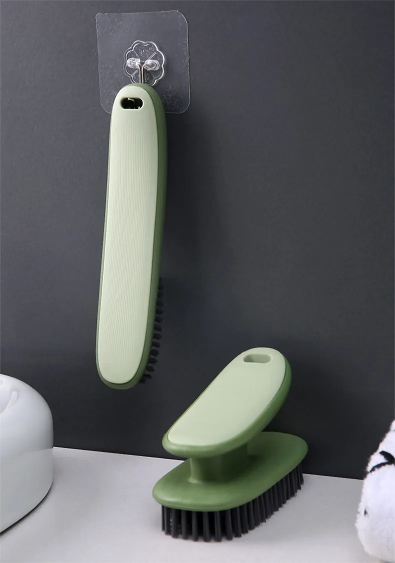 Multi-functional Household Cleaning Brush, Lint-Free Laundry Brush, Soft Bristle Shoe Brush Green-3