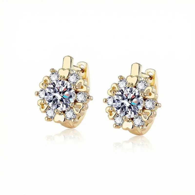 New Zircon Earrings, Copper with Real Gold Plating, Fashionable Women's Studs, Clips, Dangling Earrings, Jewelry