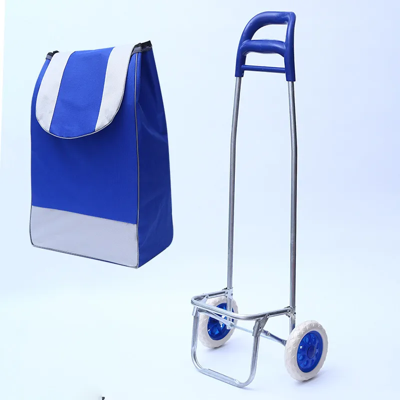 SHOPPING SIMPLIFIED Multipurpose Foldable Shopping Trolly with Removable Bag Shopping Cart for Grocery, Fruit and Vegetable (SD-1) (Blue)