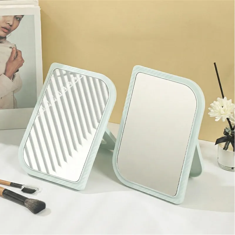 SwissHome Reflect Your Beauty Anywhere Portable Adjustable Desktop Makeup Mirror Compact, Vanity-Ready and Perfect for Travel or Tabletop Glam, leaf shape Sky Blue-2