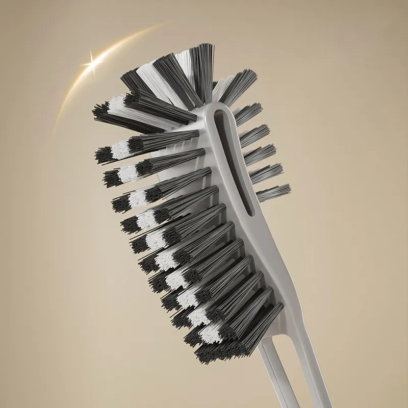 Thickened plastic long-handled double-sided toilet brush for cleaning hard-to-reach areas in toilets and bathrooms. White-3