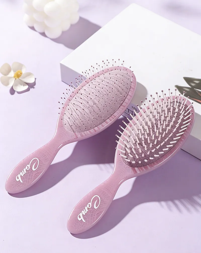 Totem Oval Wide-Tooth Air Cushion Comb, Massage and Fluff Hair Root Comb, Women's Fine Tooth and Soft Tooth Detangling Comb Gray S-1