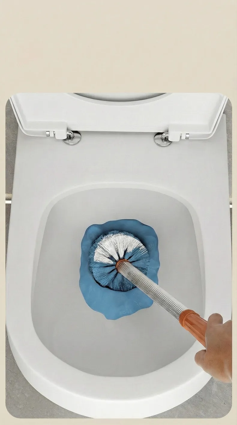 Wall-mounted, for corner-free cleaning, thickened long-handled toilet brush for the bathroom. Green-4